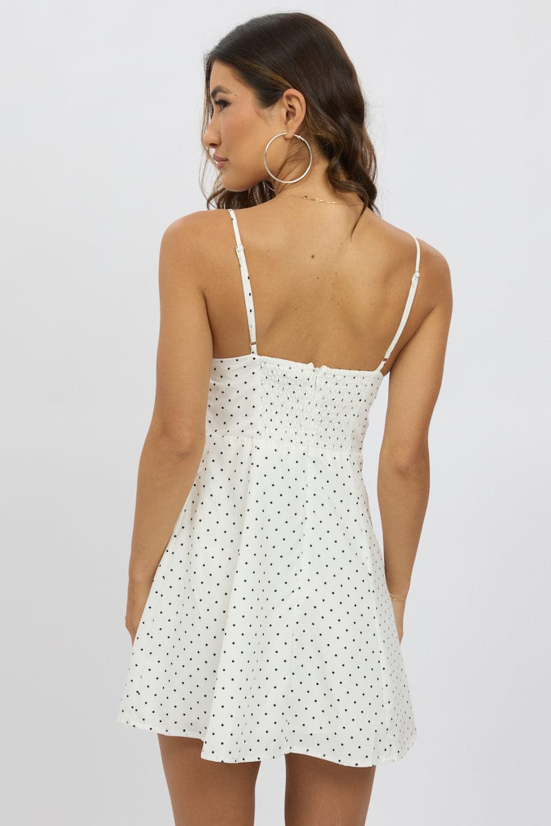 White Polka Dot Mini Dress Strappy - Image 5