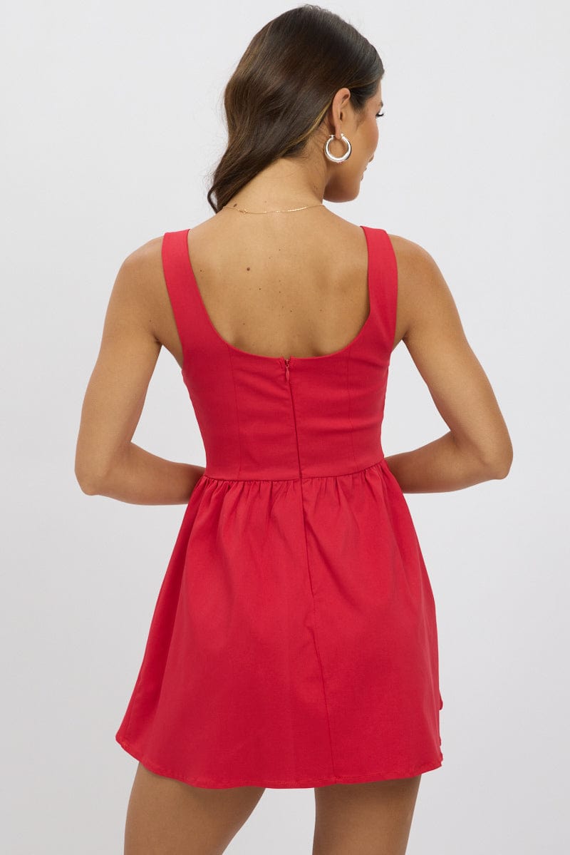 Red Fit And Flare Dress Mini - Image 5
