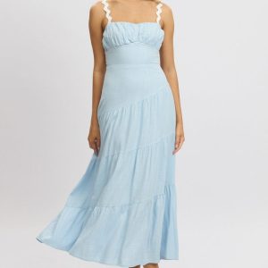 Blue Maxi Dress Tiered Ric Rac