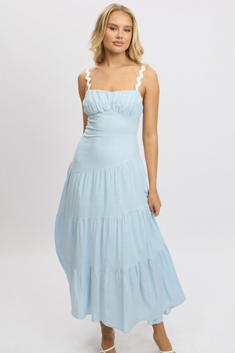 Blue Maxi Dress Tiered Ric Rac - Image 2
