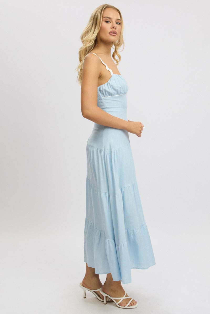 Blue Maxi Dress Tiered Ric Rac - Image 4