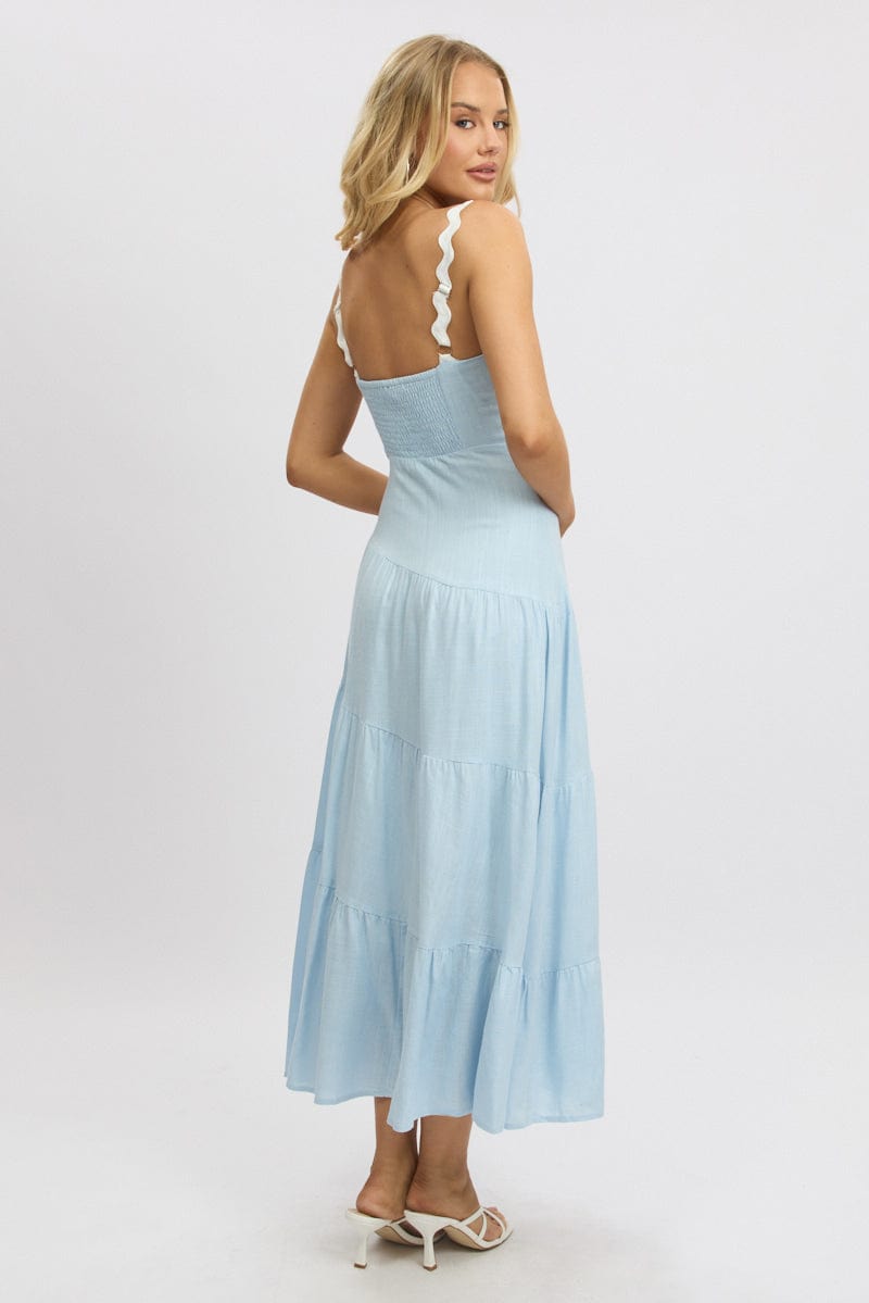 Blue Maxi Dress Tiered Ric Rac - Image 5