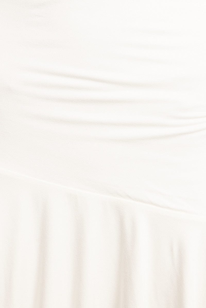 White Flare Sleeve Plunge V Neck Dress - Image 6